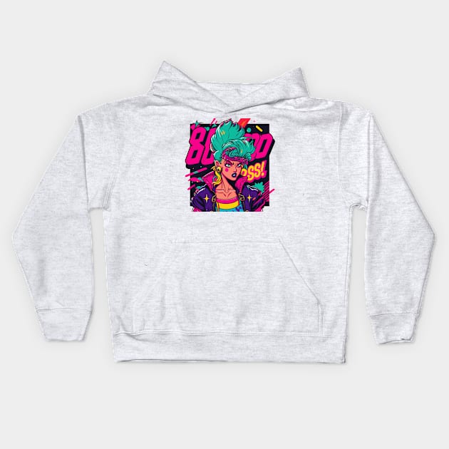 Woman Gangster Pop Art Kids Hoodie by Skywiz